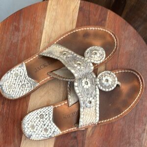 Jack Rodger’s Snake & Metallic Sandal (size 6)